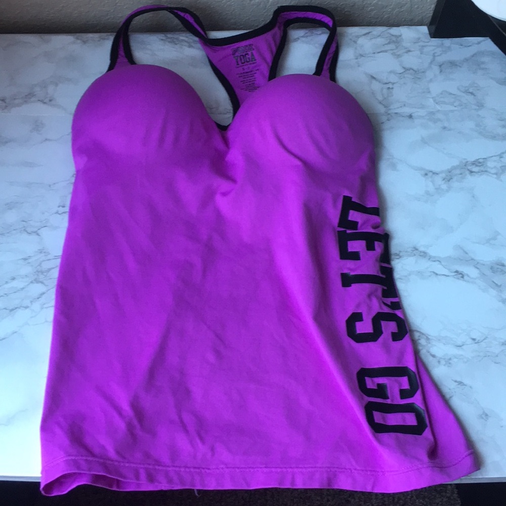 Pink brand yoga top with built in bra